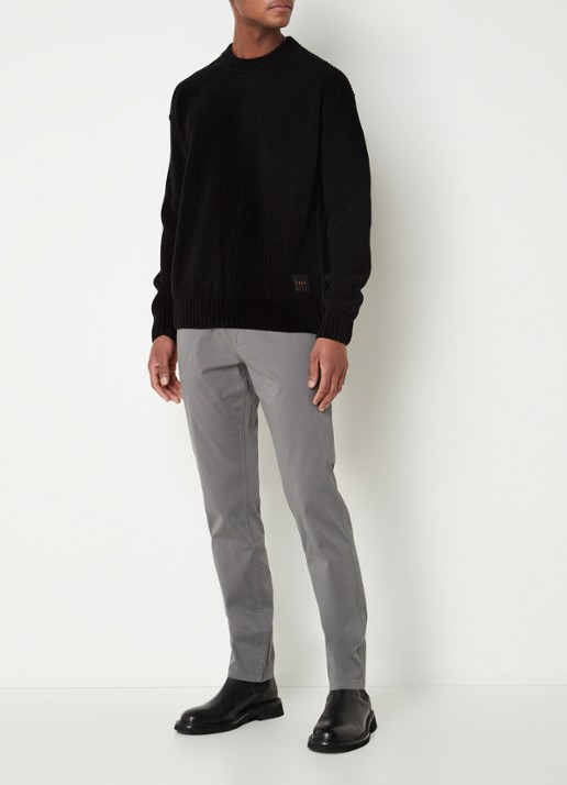 HUGO BOSS Schino slim fit chino met print - voorkant 4 donkergrijs