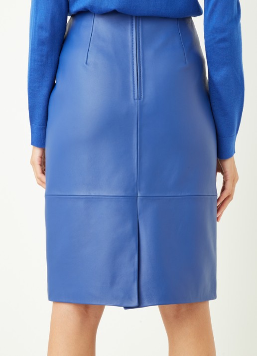 HUGO BOSS Sepassa midirok van leer met doorgestikte details - achterkant 4 paars