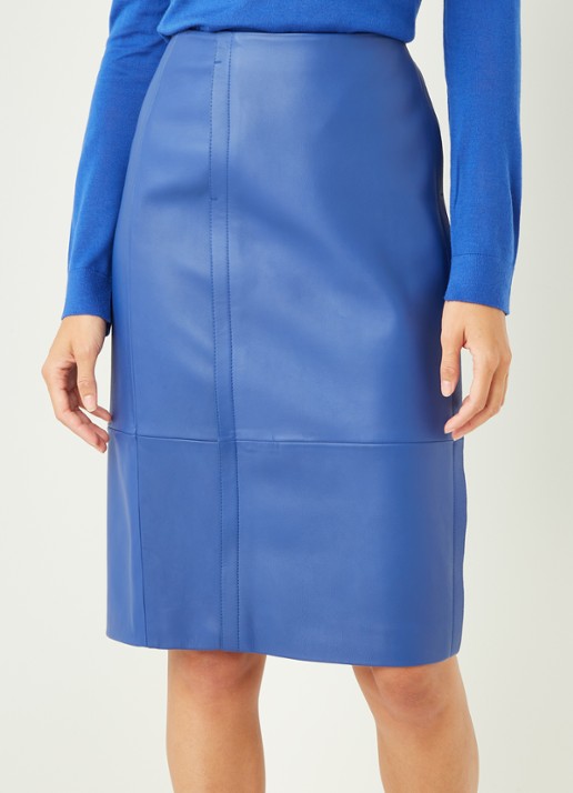 HUGO BOSS Sepassa midirok van leer met doorgestikte details - detail paars