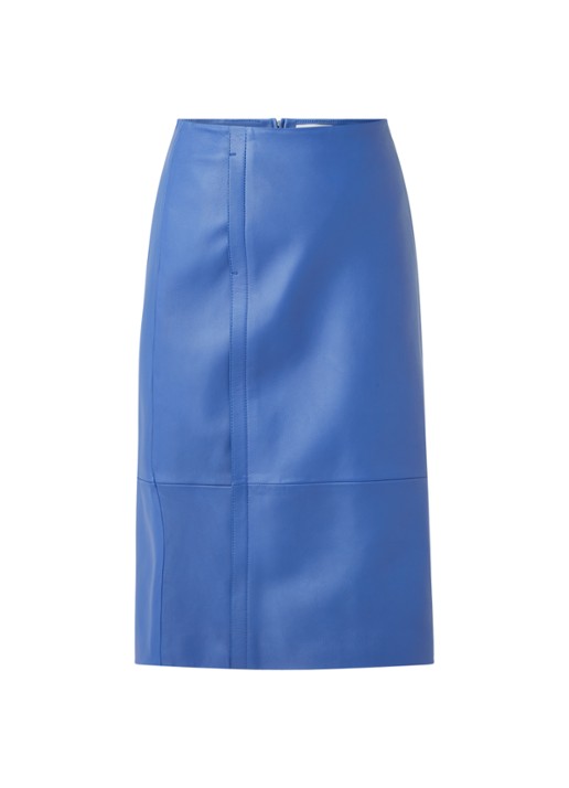 HUGO BOSS Sepassa midirok van leer met doorgestikte details - voorkant 2 paars