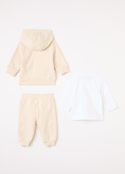 HUGO BOSS Set van joggingpak met longsleeve in giftbox 3-delig - voorkant 2 beige