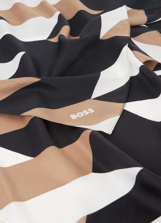 HUGO BOSS Sjaal van zijde 90 x 90 cm  - detail lichtbruin