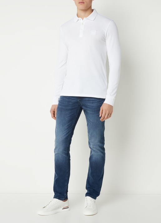 HUGO BOSS Taber tapered fit jeans met medium wassing en stretch - voorkant 3 indigo