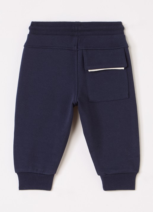 HUGO BOSS Tapered fit cargobroek met logo - voorkant 2 donkerblauw