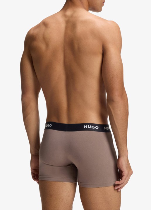 HUGO Boxershort met logoband in 3-pack - achterkant 4 open brown-247 / bruin