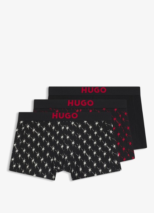 HUGO Boxershort met logoband in 3-pack - voorkant 5 zwart