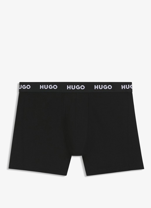 HUGO Boxershorts met logoband in 3-pack - voorkant zwart