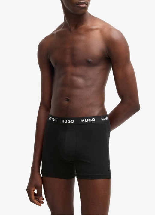 HUGO Boxershorts met logoband in 3-pack - voorkant 2 zwart