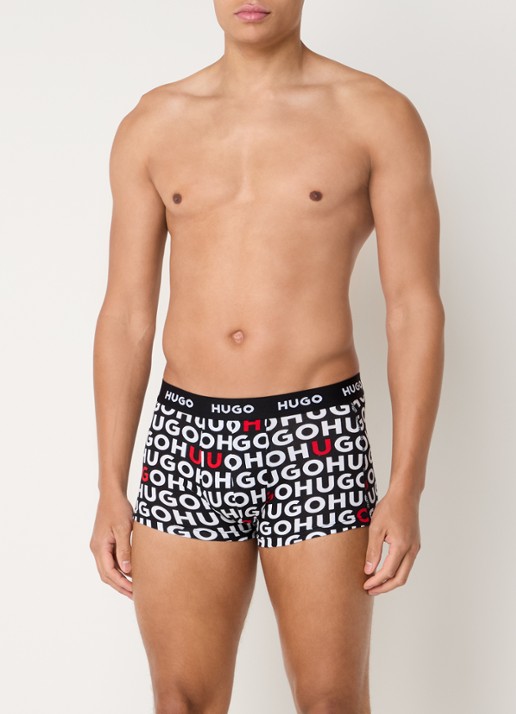 HUGO Boxershorts met logoband in 3-pack - voorkant 3 rood