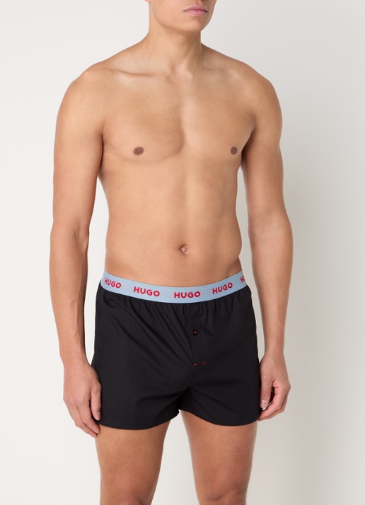 HUGO Boxershorts met logoband in 3-pack - voorkant 2 rood