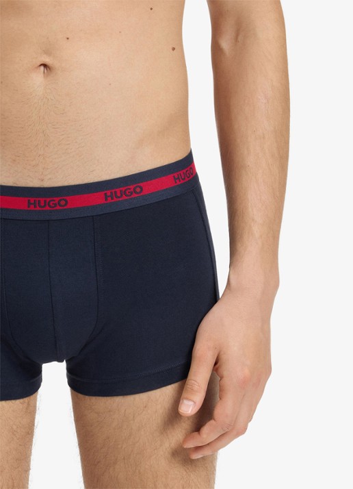 HUGO Boxershorts van  katoen in 3-pack - detail 3 donkerblauw