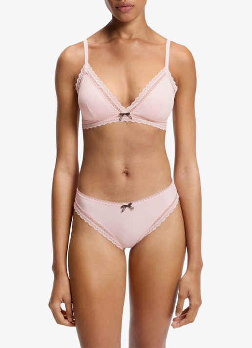 HUGO Bralette met kant - voorkant 4 lichtroze