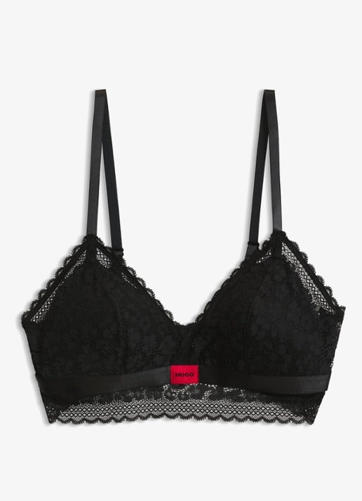 HUGO Bralette met kant - voorkant 4 zwart