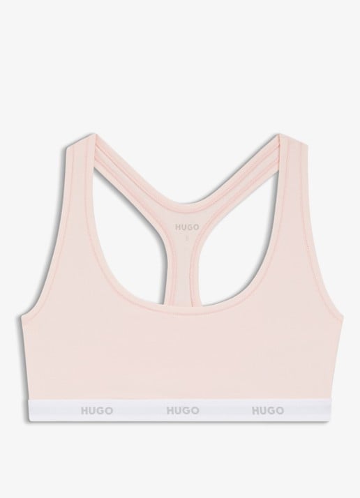HUGO Bralette met logoband - voorkant lichtroze