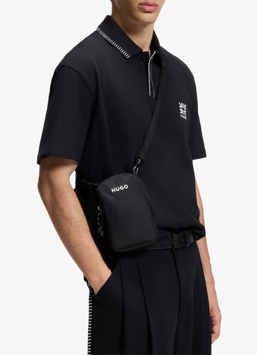 HUGO Crossbodytas met logo - voorkant 2 zwart