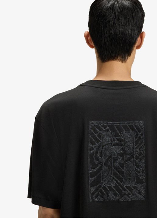 HUGO Dadsu oversized T-shirt met logo- en backprint - detail 2 zwart