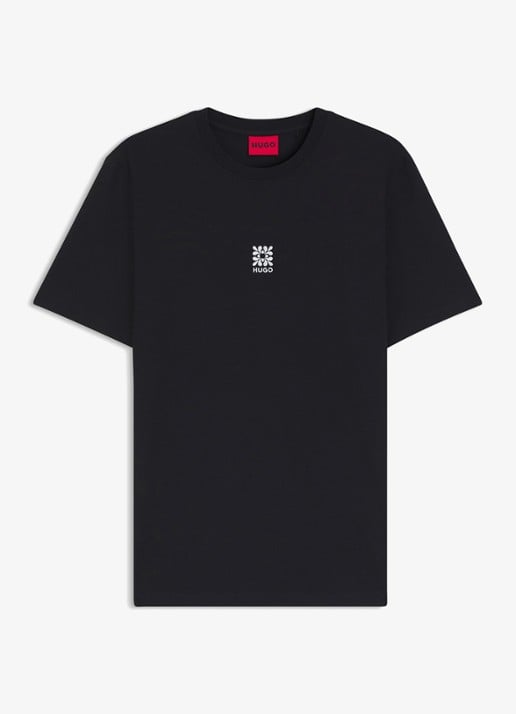 HUGO Darusi t-shirt van katoen - voorkant 2 black-001 / zwart