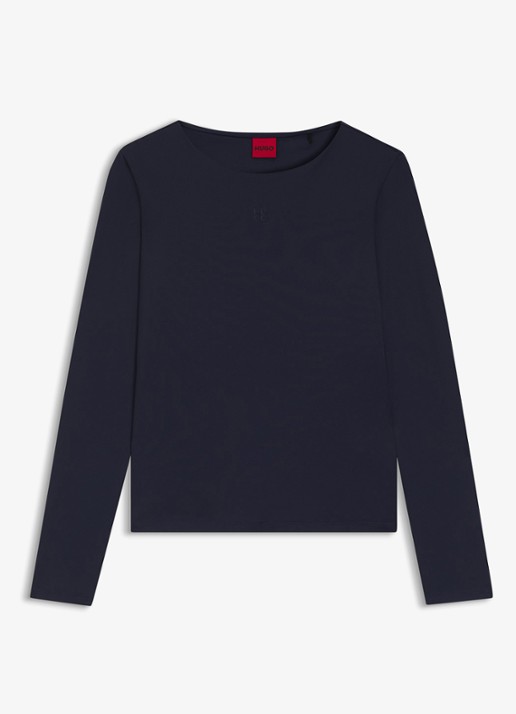 HUGO Dasaiia longsleeve met logo - voorkant donkerblauw