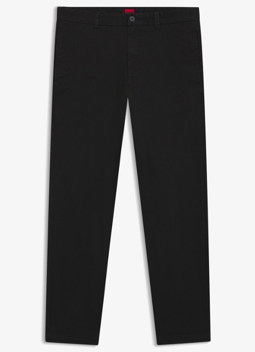 HUGO David slim fit chino met steekzakken - voorkant black-001 / zwart