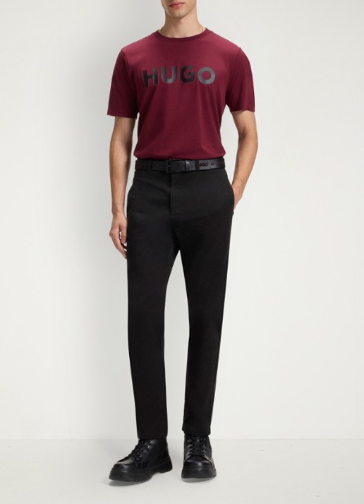 HUGO David slim fit chino met steekzakken - voorkant 2 black-001 / zwart