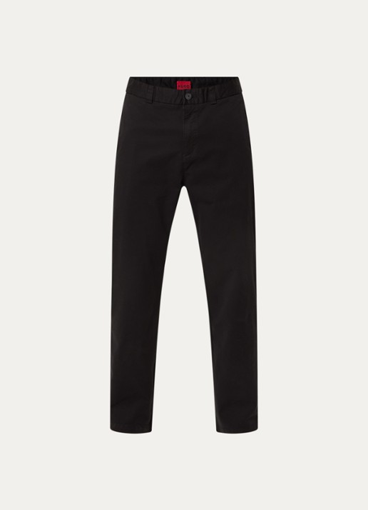 HUGO David slim fit chino met steekzakken - voorkant 3 black-001 / zwart