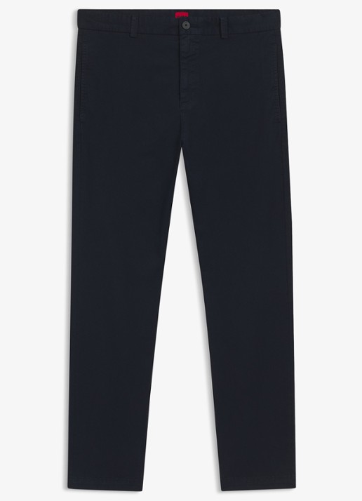 HUGO David slim fit chino met steekzakken - voorkant dark blue-405 / blauw