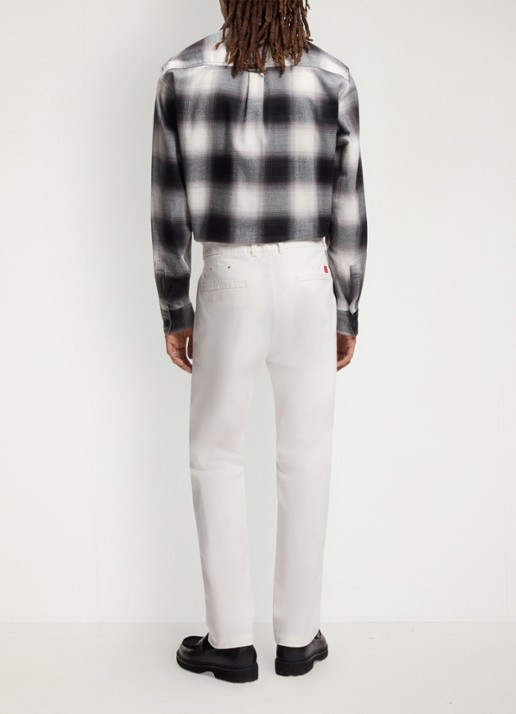 HUGO David slim fit chino met steekzakken - achterkant natural-102 / wit