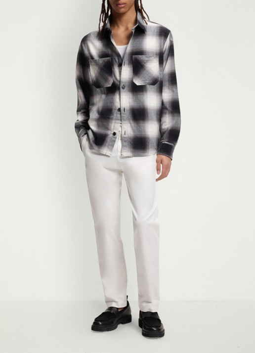 HUGO David slim fit chino met steekzakken - voorkant 3 natural-102 / wit