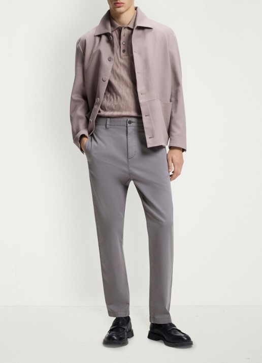 HUGO David slim fit chino met steekzakken - voorkant 3 dark grey-025 / grijs