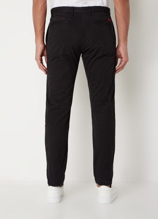 HUGO David slim fit chino met stretch - achterkant 3 zwart