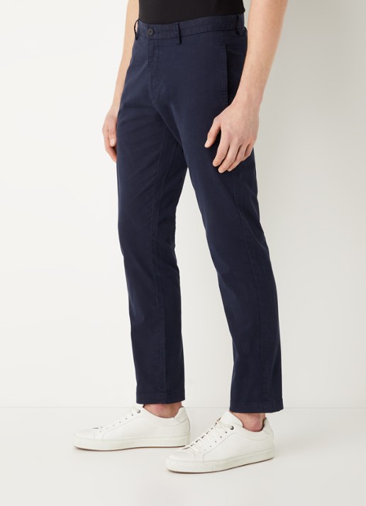 HUGO David slim fit chino met stretch - detail 2 donkerblauw