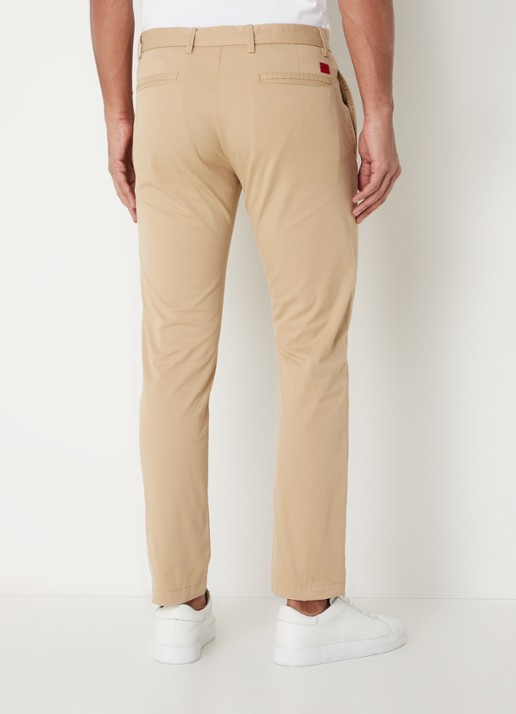 HUGO David slim fit chino met stretch - achterkant 5 beige