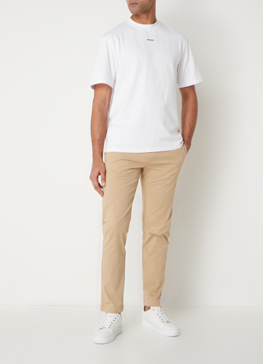 HUGO David slim fit chino met stretch - voorkant 4 beige