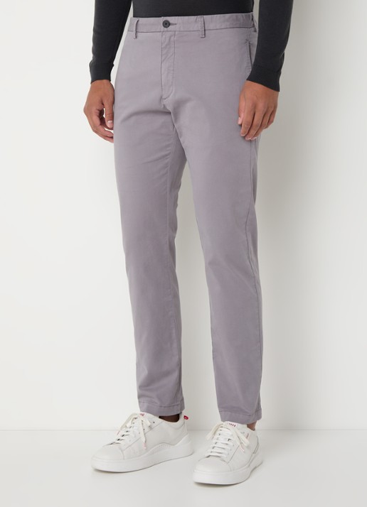 HUGO David slim fit chino met stretch - detail 4 grijs