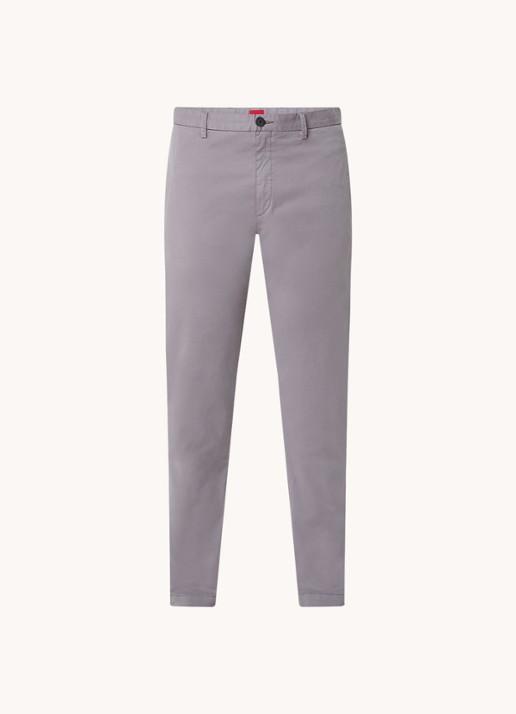 HUGO David slim fit chino met stretch - voorkant grijs