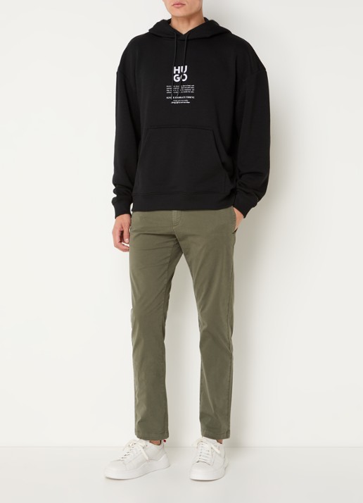 HUGO David slim fit chino met stretch - voorkant 5 bronsgroen