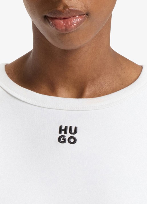 HUGO Deloris T-shirt met logoborduring - detail 5 wit