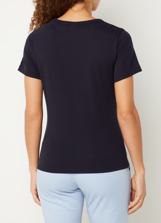 HUGO Deloris T-shirt met logoborduring - achterkant 4 blauw