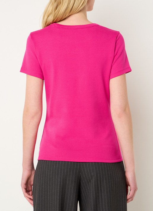 HUGO Deloris T-shirt met logoborduring - achterkant 3 fuchsia