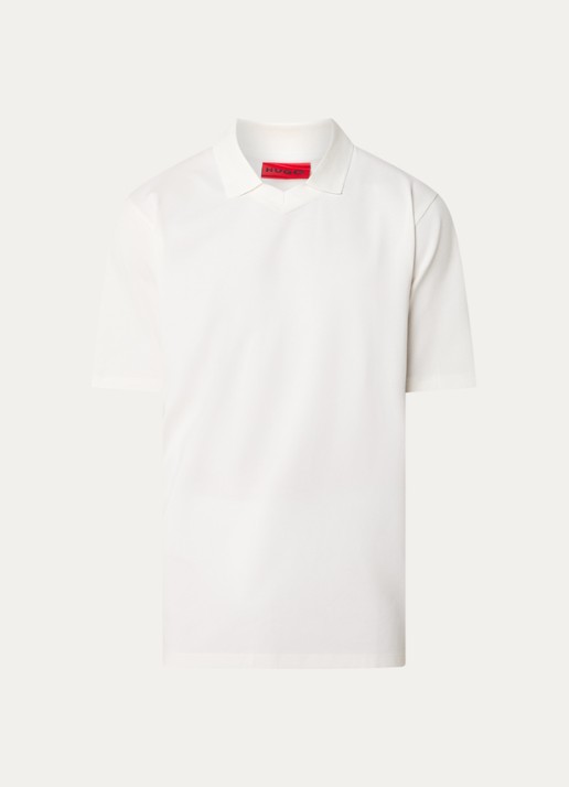 HUGO Dimersve regular fit polo van piqué katoen - voorkant 2 gebroken wit
