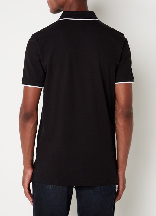 HUGO Dinoso slim fit polo van piqué katoen met logo - achterkant diepzwart