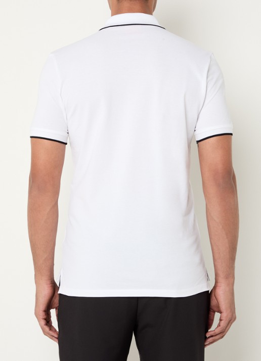 HUGO Dinoso slim fit polo van piqué katoen met logo - achterkant wit