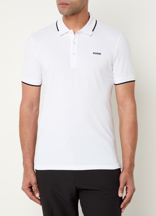 HUGO Dinoso slim fit polo van piqué katoen met logo