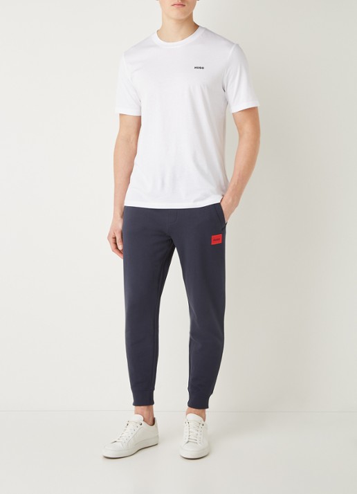 HUGO Doak tapered fit joggingbroek met logo - voorkant 5 donkerblauw