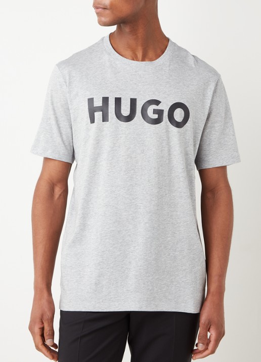 HUGO Dulivio T-shirt met logoprint  - detail 4 grijs