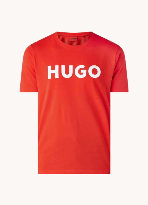 HUGO Dulivio T-shirt met logoprint  - voorkant steenrood