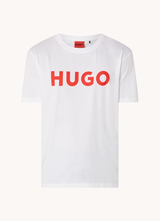 HUGO Dulivio T-shirt met logoprint  - voorkant 3 wit