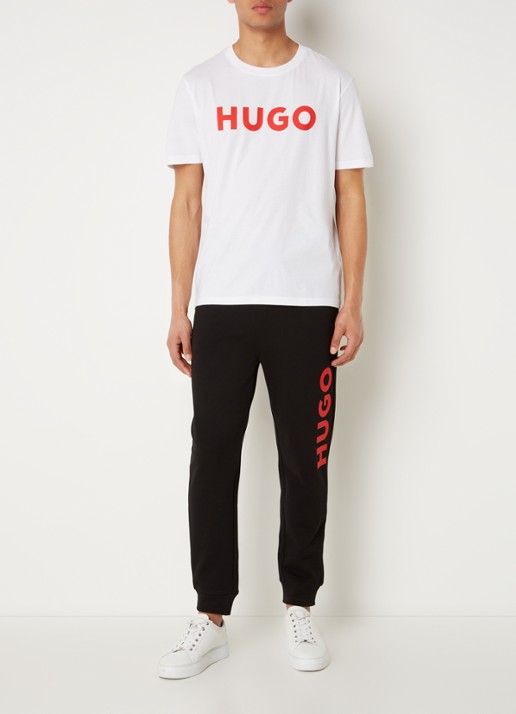 HUGO Dulivio T-shirt met logoprint  - voorkant 4 wit