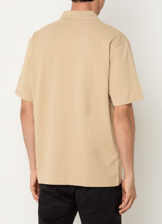 HUGO Dusplity regular fit polo van piqué katoen met logo - achterkant beige