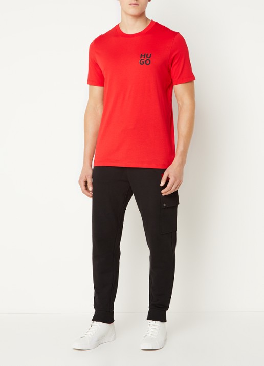 HUGO Dwellrom slim fit joggingbroek met klepzak - voorkant 2 zwart